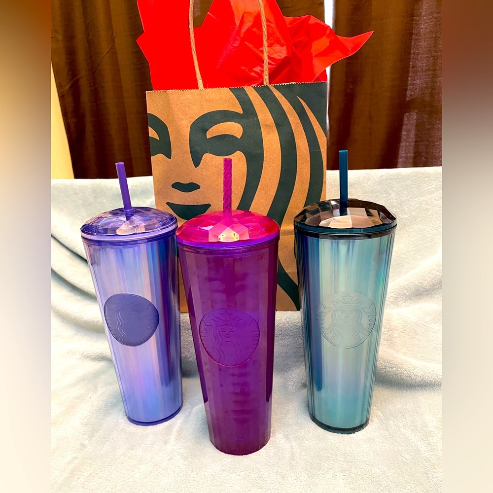 Lot of 3 dome-lid Starbucks Venti tumblers